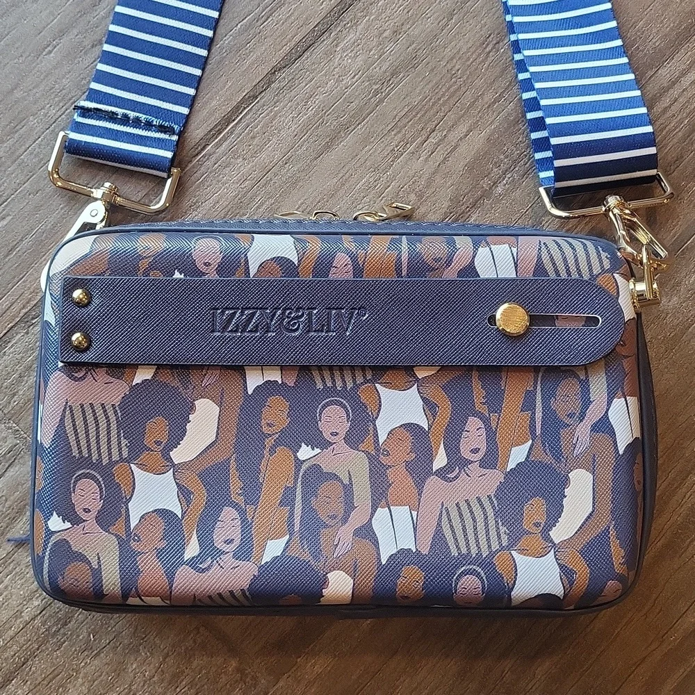 IZZY & LIV Powerful Women Crossbody Clutch Bag w/ Adjustable Strap Gold Accents - Picture 1 of 13